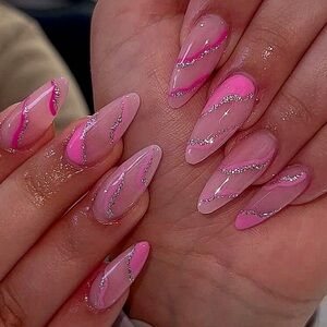 Pink and Silver Nail Set